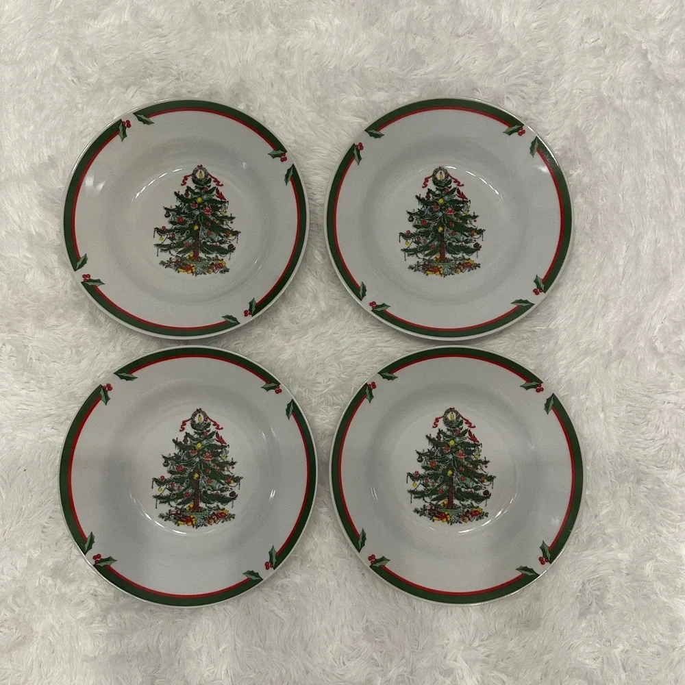 Set of‎ 4 Pacific Rim Christmas Tree Dessert Salad Bowls Porcelain